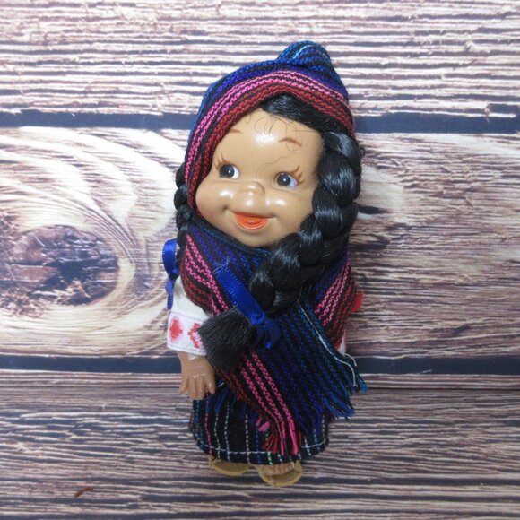 Mexican Mayan Aztec 7" Plastic/Vinyl Doll - Vintage - Picture 2 of 6